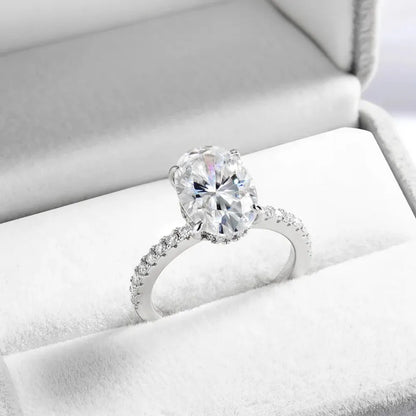 Certified 4.5CT Oval All Moissanite Ring 925 Sterling Silver for Women Sparkling Lab Diamond Engagement Wedding Band Jewelry GRA
