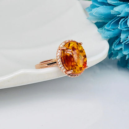 Natural Amber Flower Ring Women Healing Gemstone Fine Jewelry Genuine Baltic Amber Floral Rings Adjustable Anillos Mujer Gifts