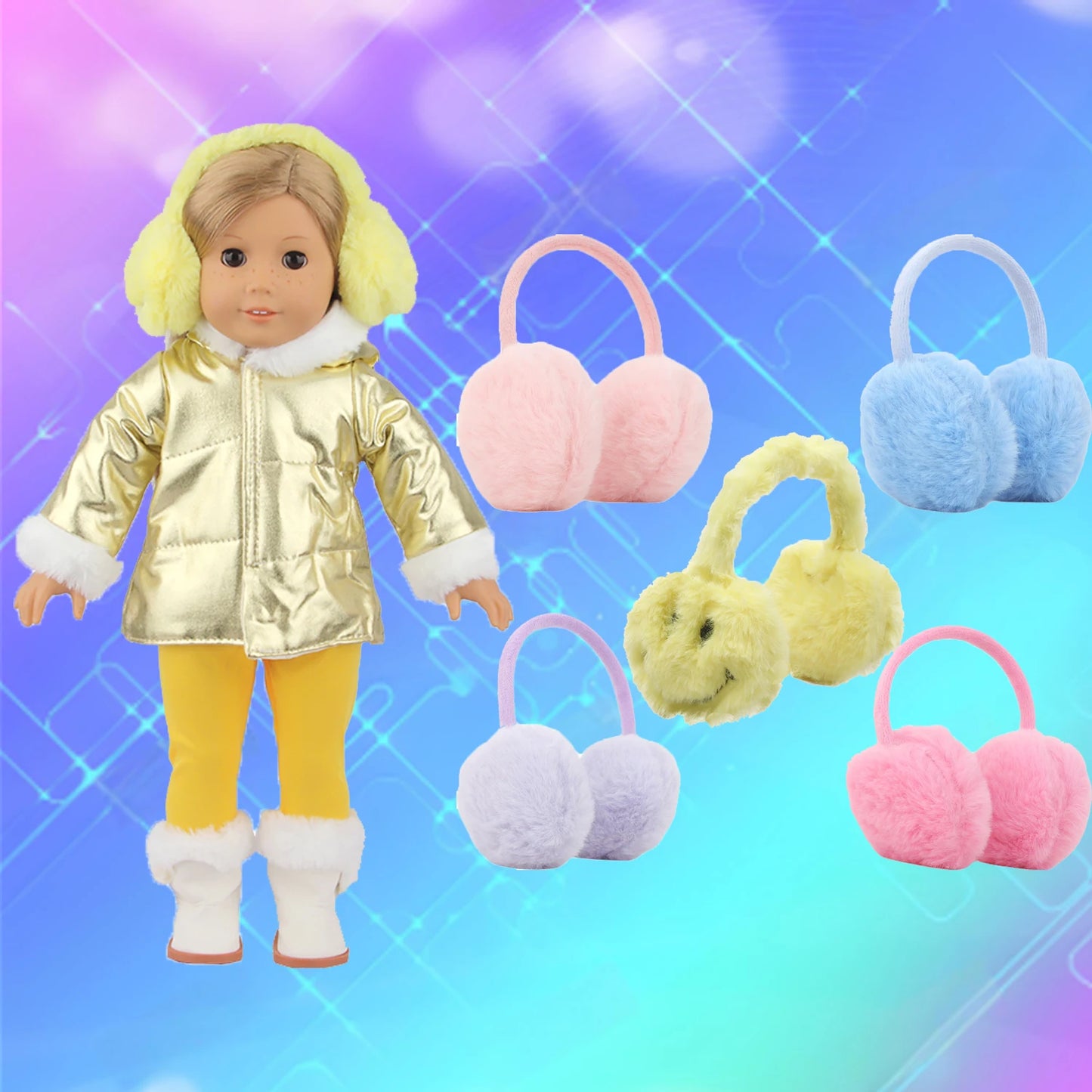 Doll Accessories Cute Mini Plush Ear Muffs For 18-inch American & OG Girl Dolls Warm Ear Muffs For 43cm Baby Newborn Dolls Toy