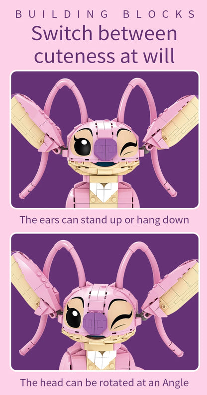 New Stitch Angel CP Building Blocks 2025 - Large Piece Cartoon Toys with Moving Ears Kids Assembly Gift for Boys Girls Birthday