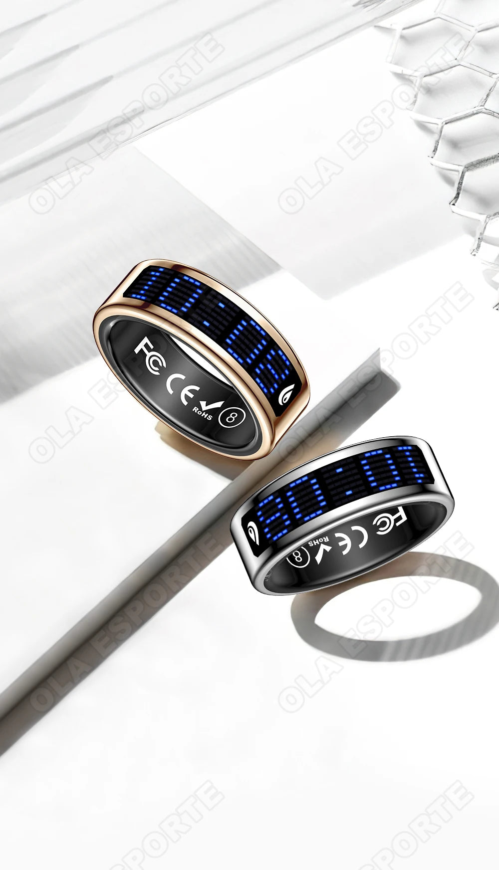 2026 Smart Ring Men Women LED Display Screen Heart Rate Blood Oxygen Monitor 5ATM Waterproof Multi Sports Mode Gifts For Android