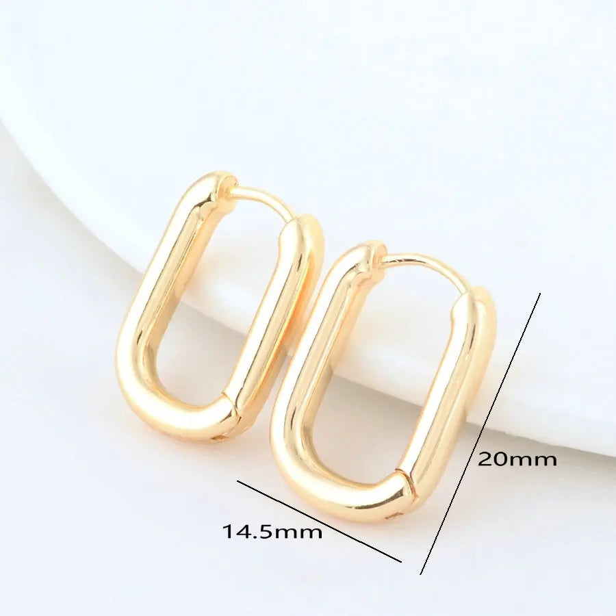 4PCS 16MM 18MM 20MM 14K Gold Color Brass Oval Earrings Hoops High Quality Jewelry Making Supplies Diy Findings Accessories