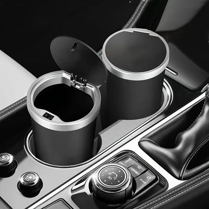 Compact Leakproof Mini Car Trash Can with Easy-Press Pop-Up Lid Durable Odor-Blocking Waterproof ABS Bin for Cup Holders Storage