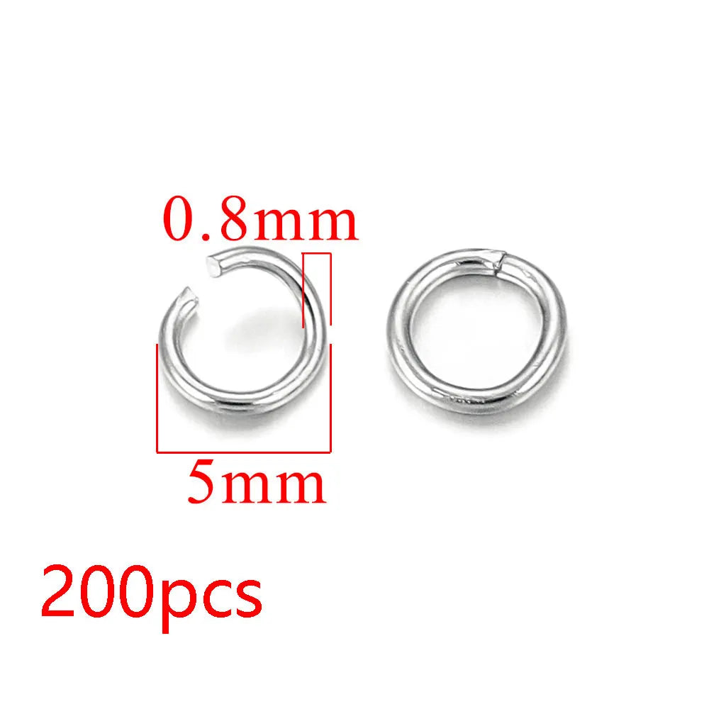 100-200pcs/lot 3/4/5/6/7/8/10mm Stainless Steel Gold Plated Jump Ring Connector for Diy Jewelry Making Accessories Wholesale