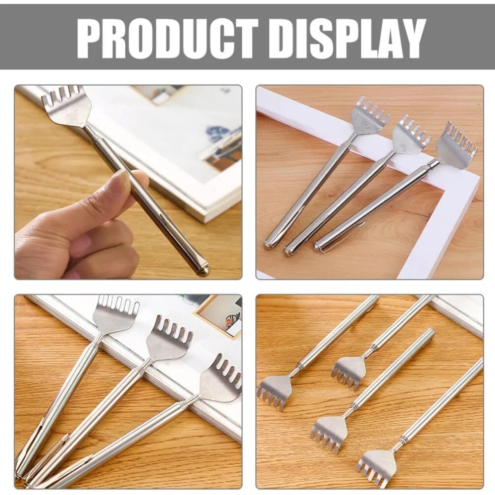 silvery Telescopic Back Scratcher,  Portable Extendable Stainless Steel  Scratchers for Men Women ，Mothers Gifts，Gifts For Men，G