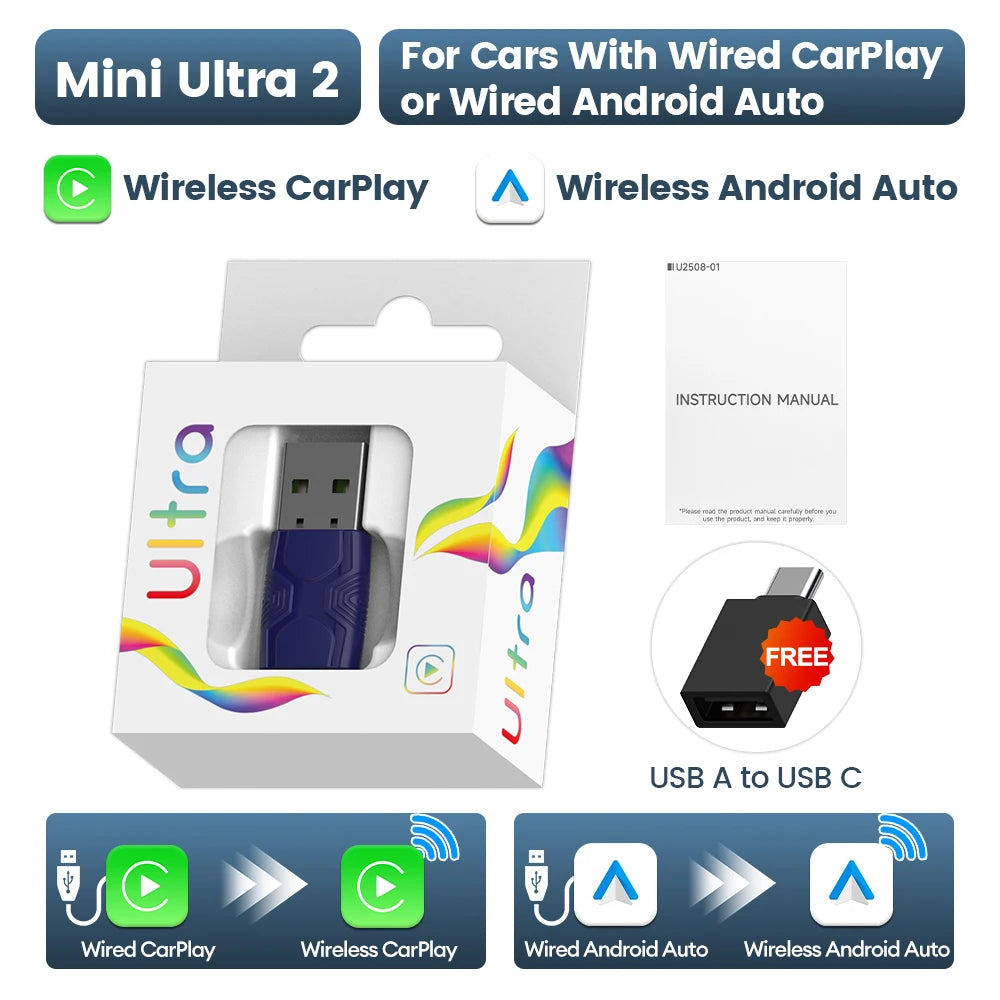 MINI 5 Pro/Mini Ultra CarlinKit Wireless CarPlay Adapter Smart CarPlay Box  for Car Plug and Play WiFi Bluetooth Auto Connection