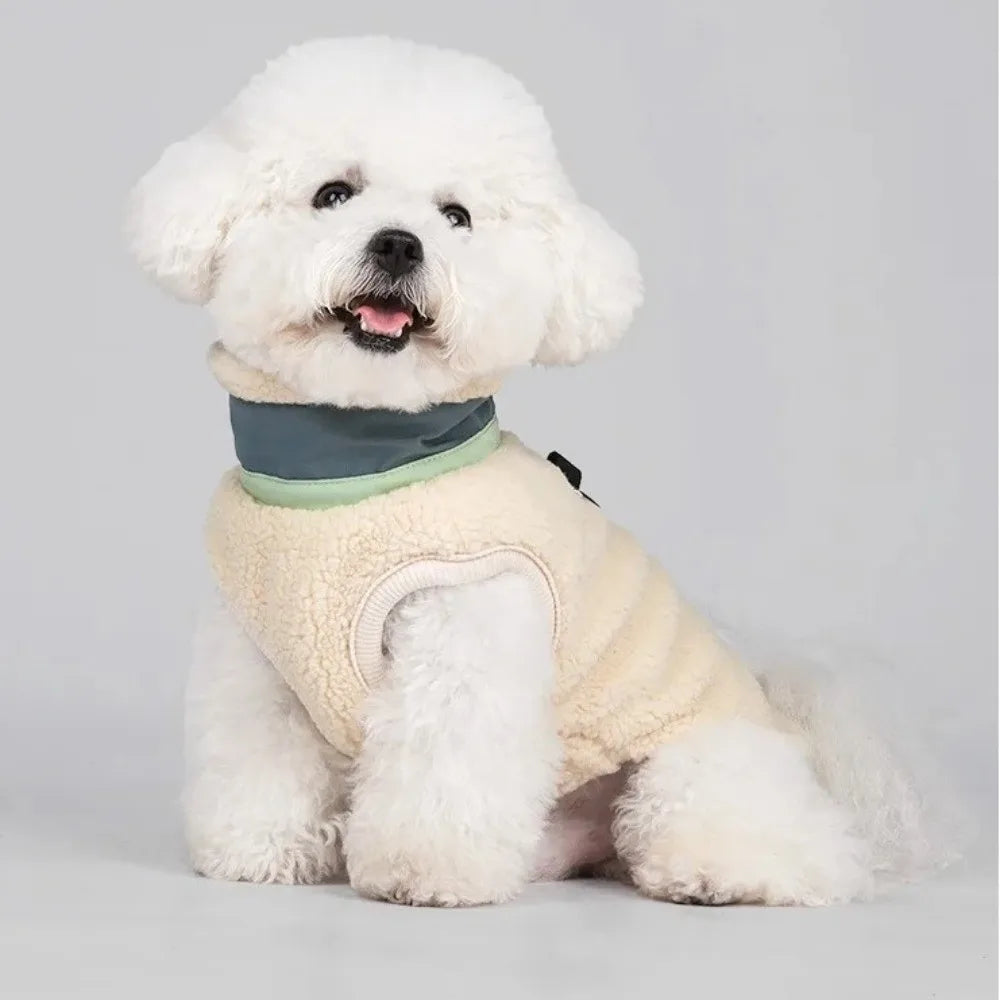 Cute Warm Dog Vest Thickened Sherpa Lined Teddy Schnauzer Clothes with Zipper Puppy Vest Dog Apparel
