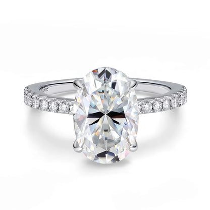 Certified 4.5CT Oval All Moissanite Ring 925 Sterling Silver for Women Sparkling Lab Diamond Engagement Wedding Band Jewelry GRA