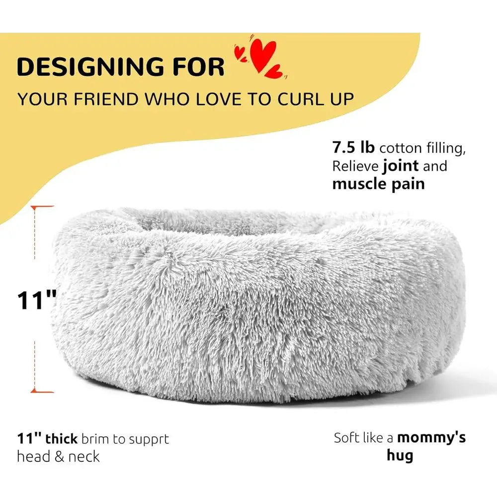 X-Large Calming Donut Dog Bed, Comfortable Indoor Bed for Large Pups, 36 Inch