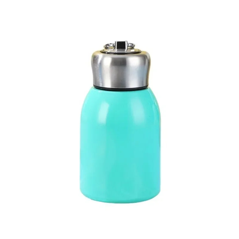 Mini Chubby Big Belly Cup Stainless Steel Thermos Cup Portable Carrying Ring 300ml Vacuum Flask Insulated Hot Water Bottle