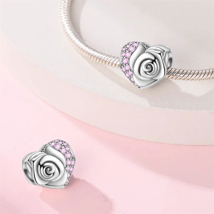 925 Sterling Silver Pink Charms Beads Butterfly Perfume Bottle Crown Heart Shaped Zircon Charms for Women Fine DIY Jewelry Gifts