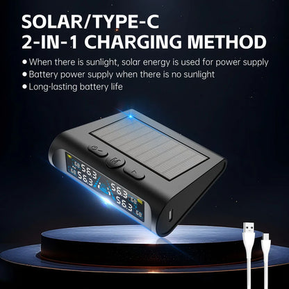 Car Security Alarm Systems Tire Pressure Monitoring Tyre Temperature Monitor Auto Accessories Solar TPMS Universal 4 Exteral
