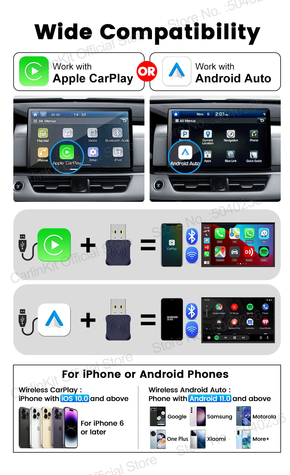 MINI 5 Pro/Mini Ultra CarlinKit Wireless CarPlay Adapter Smart CarPlay Box  for Car Plug and Play WiFi Bluetooth Auto Connection