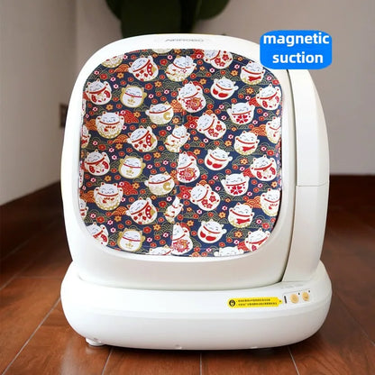 Cotton and Linen Dust-proof Door Curtain with Dual Magnetic Suction Suitable for Air Radish C20 Cat Litter Box Cat Accessories