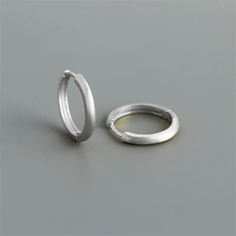 WANTME Real 925 Sterling Silver Minimalist Bohemian Round Ear Buckle for Women Punk Unisex Rock Hoop Earring Jewelry Accessories