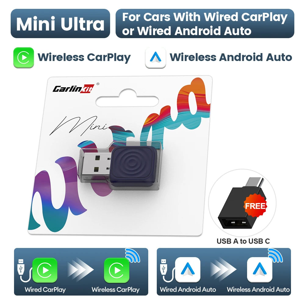 MINI 5 Pro/Mini Ultra CarlinKit Wireless CarPlay Adapter Smart CarPlay Box  for Car Plug and Play WiFi Bluetooth Auto Connection