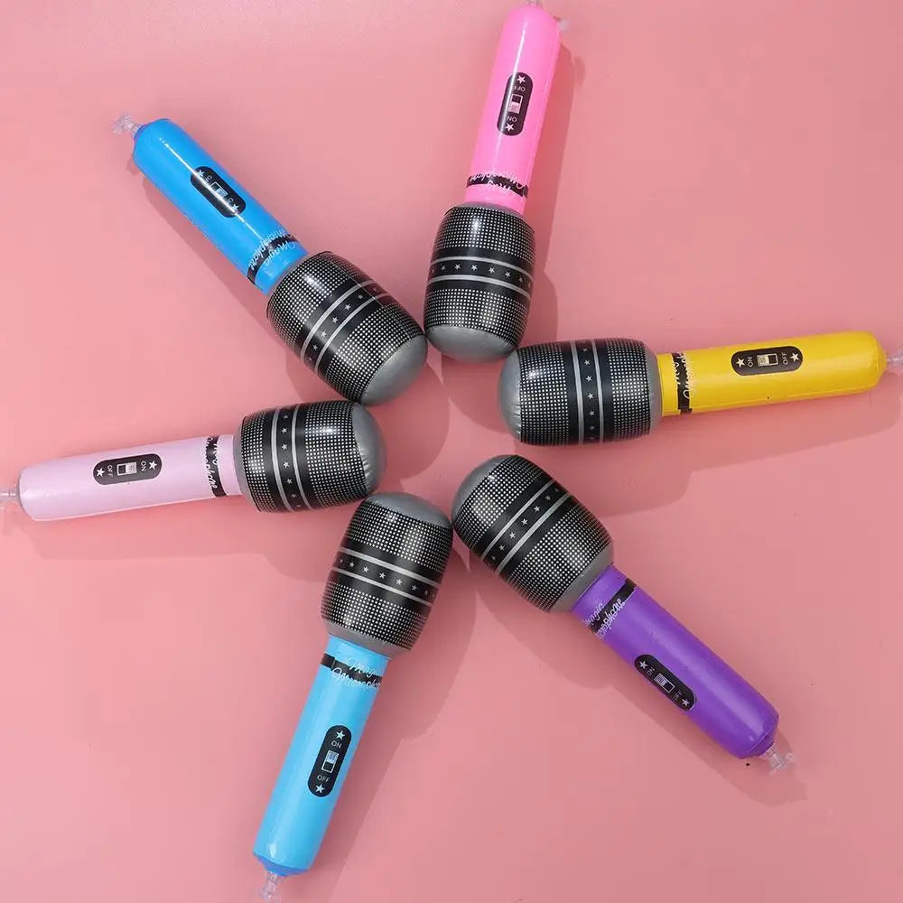 12Pcs Inflatable Microphones Blow Up Inflatable Microphone Props Toys for Musical Concert Themed Party Birthday Toys Decoration