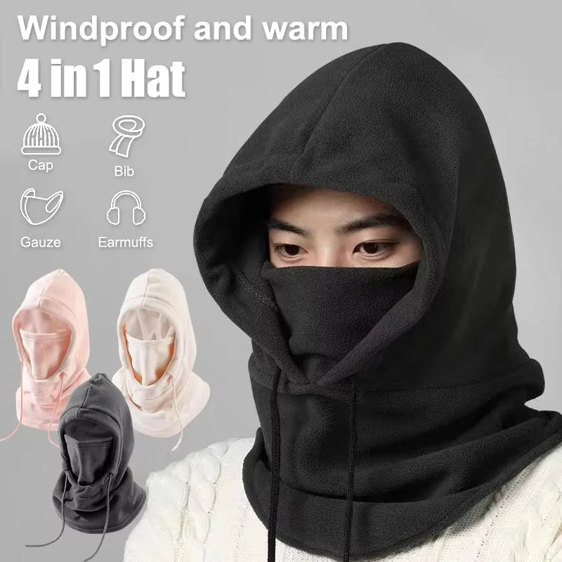 Winter Thermal Fleece Balaclava Scarf Outdoor Sports Ski Face Mask Neck Warmer Snood Hood Hat Windproof Cold Warm Riding Cap