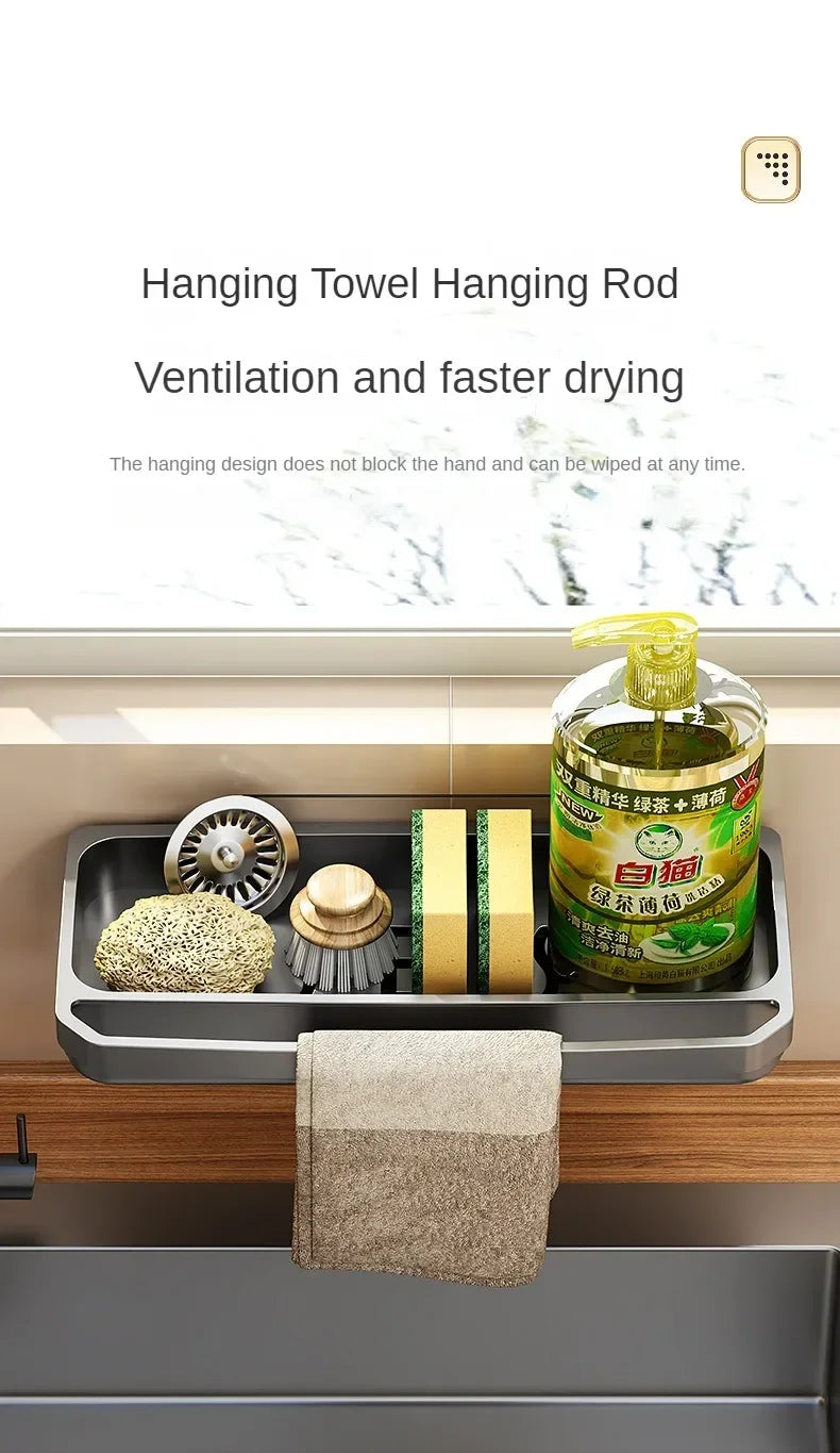 Drain Rack Kitchen Sink Organizer Self-draining Shelf Sponge Holder Dishcloth Faucet Storage Soap Drainer Kitchen Accessories