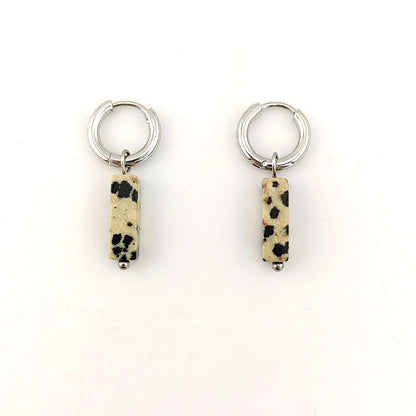 HUIDANG Earrings With Stones Boucles d'oreilles Square Natural Stones Small Hoops Earrings Woman New Trend 2025