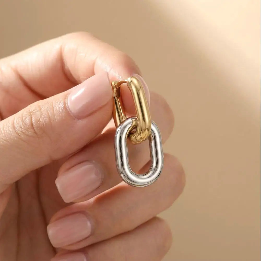 Minimalist Stainless Steel Fashion Gold Color U Shape Trendy Geometric Square Hoop Designer Earrings for Women Party Jewelry