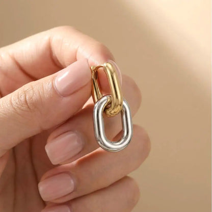 Minimalist Stainless Steel Fashion Gold Color U Shape Trendy Geometric Square Hoop Designer Earrings for Women Party Jewelry