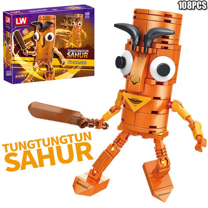 Tung Tung Sahur‌ Figure Block Toy Tralalero Tralala‌，LiriLi Larlla‌，‌Boneca Ambalam‌ Figure Toys Building Blocks Gift Blind Box
