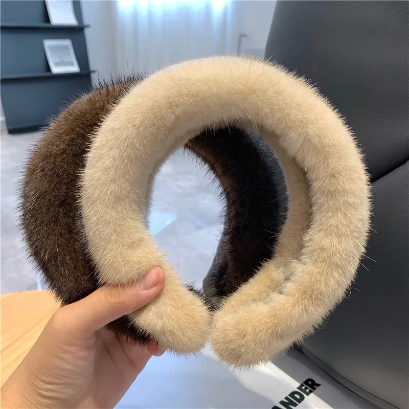 2025 Hot Sale Women Luxury winter 100% Real Mink Fur Headbands High Quality Real Fur Hair Band Lady Fashion Hair Hoop Furry Gift
