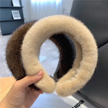2025 Hot Sale Women Luxury winter 100% Real Mink Fur Headbands High Quality Real Fur Hair Band Lady Fashion Hair Hoop Furry Gift
