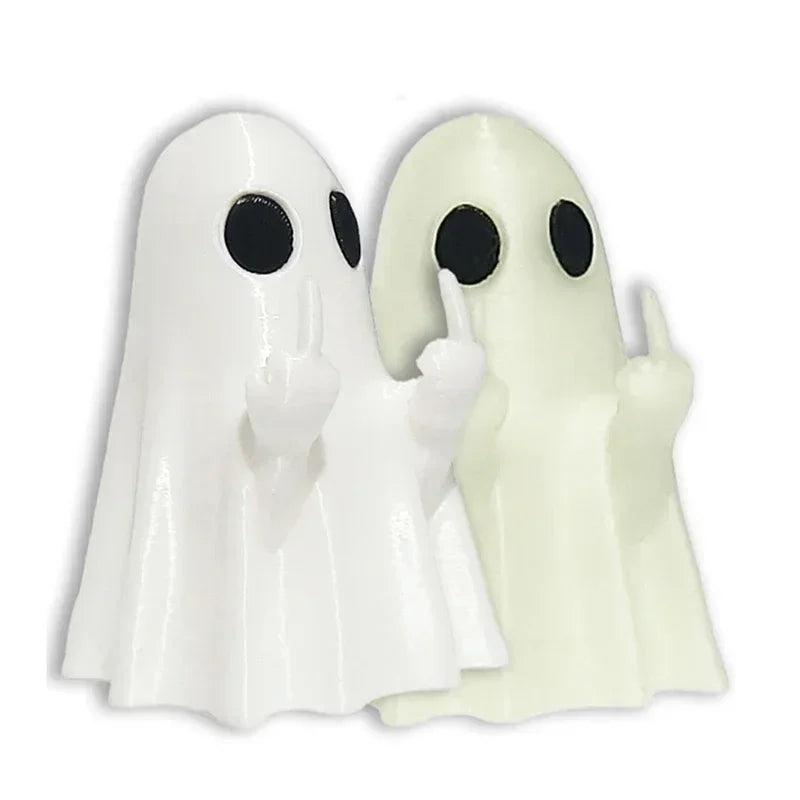 Car Decorate Luminous Middle Finger Cute Ghost Statue Small Scary Ghost Figurines Halloween Decoration Home Table Ornaments