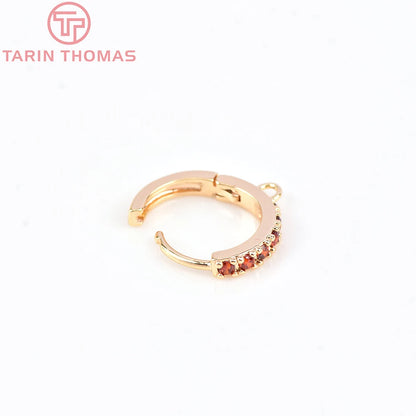 (1980)4PCS 13MM 24K Gold Color Plated Brass with Zircon Earring Hoop Earring Hooks for DIY Jewelry Making Finding  Accessorie