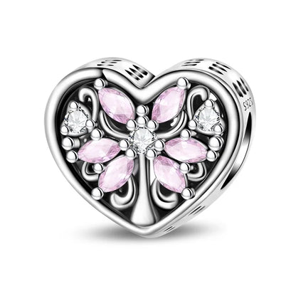 925 Sterling Silver Pink Charms Beads Butterfly Perfume Bottle Crown Heart Shaped Zircon Charms for Women Fine DIY Jewelry Gifts