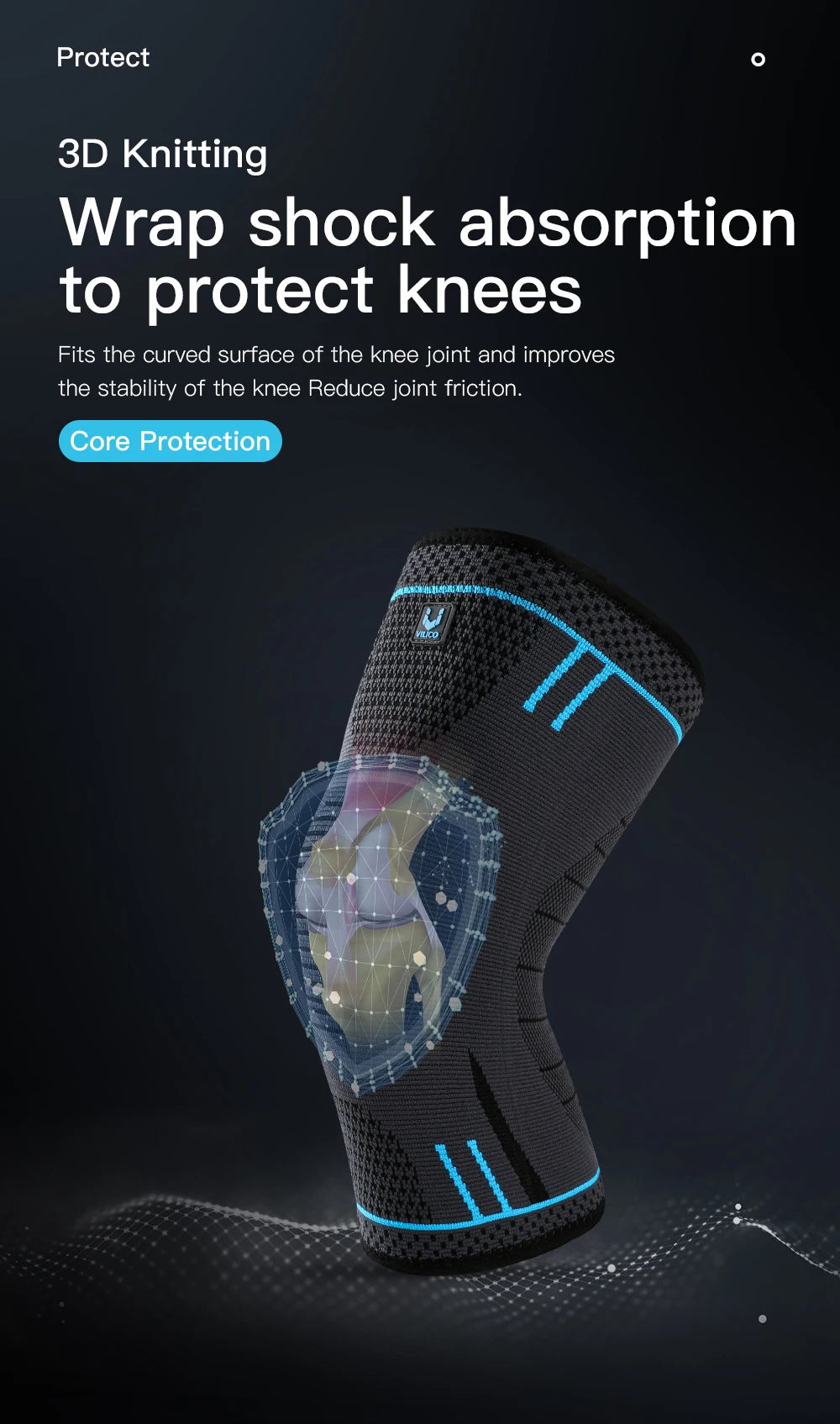1 PC Professional Knee Support Compression Knee Sleeve Anti Slip Silicone Knee Braces for Knee Pain Meniscus Tear