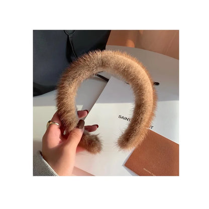 2025 Hot Sale Women Luxury winter 100% Real Mink Fur Headbands High Quality Real Fur Hair Band Lady Fashion Hair Hoop Furry Gift