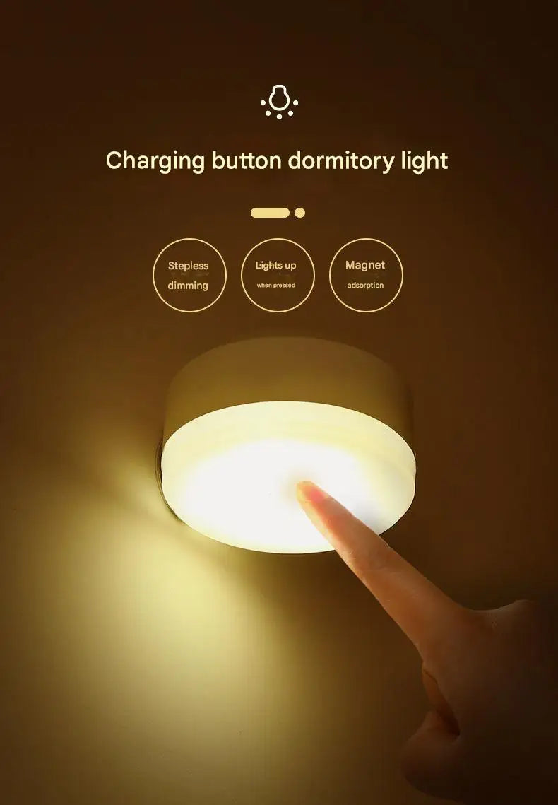 New dormitory night light bedside light learning desk lamp eye protection charging energy-saving button magnetic student light w
