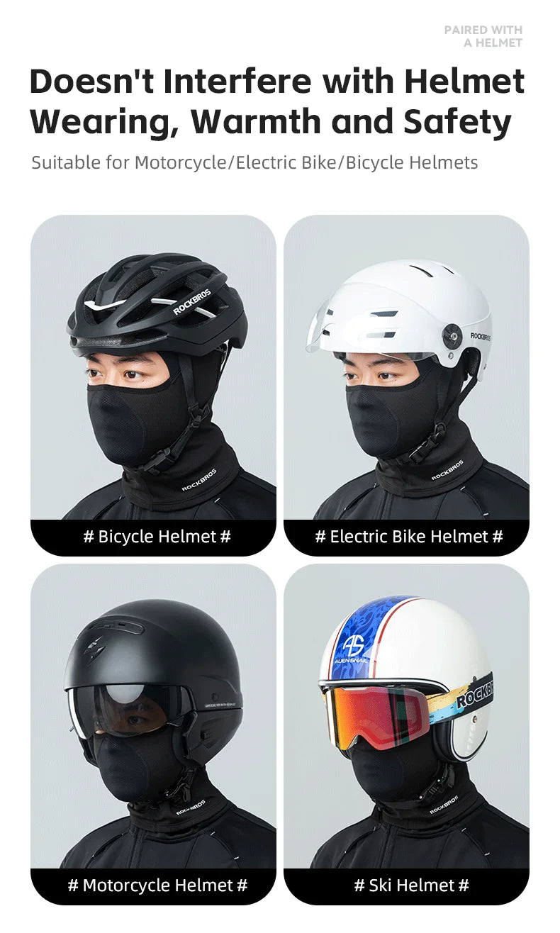ROCKBROS Keep Warm Bicycle Full Face Mask Winter Windproof Fleece Cycling Head Caps Mask Balaclava Ski Motorcycle Bike Headgear