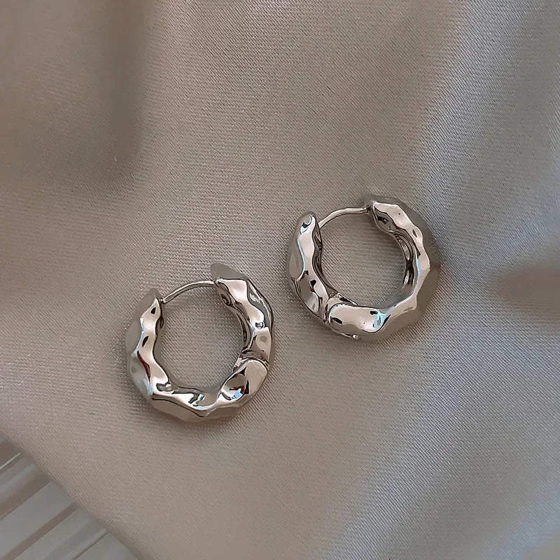 Trendy 925 Sterling Silver Circle Hoop Earrings for Women Real Silver Jewelry Fashion Earrings