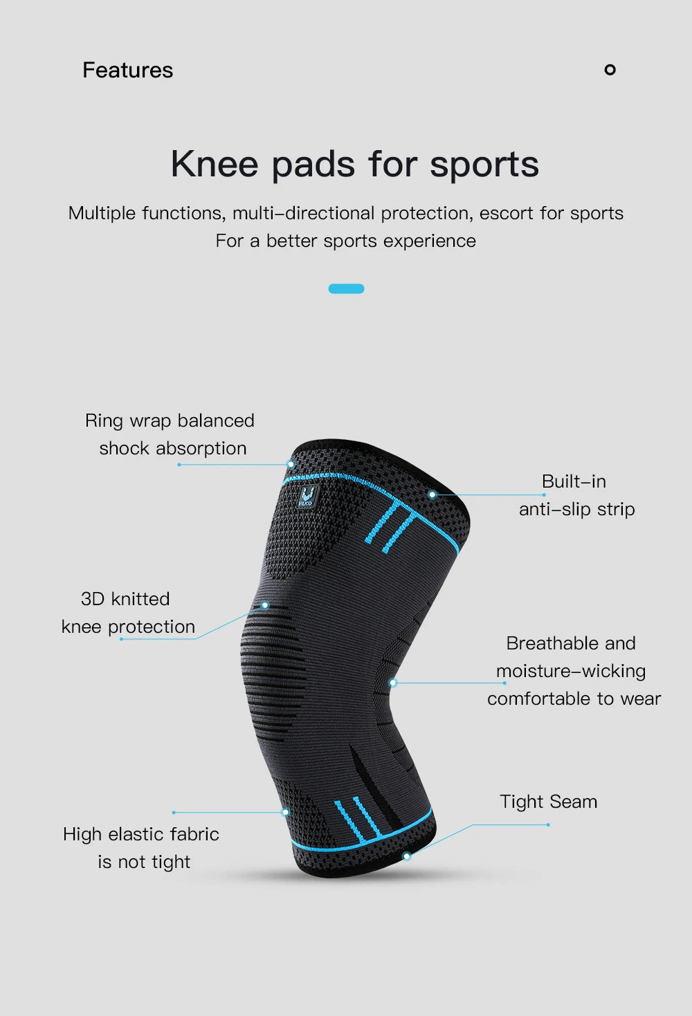 1 Pcs Compression Knee Support Sleeve Elastic Knee Pads Brace Springs Gym Sports Protector Basketball Hiking leg guards