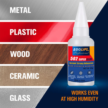 LOOLIFL Professional 502 Fast Glue Waterproof Universal Repair Adhesive Food Safe CA Glue for Plastic Wood Metal Ceramics Glass