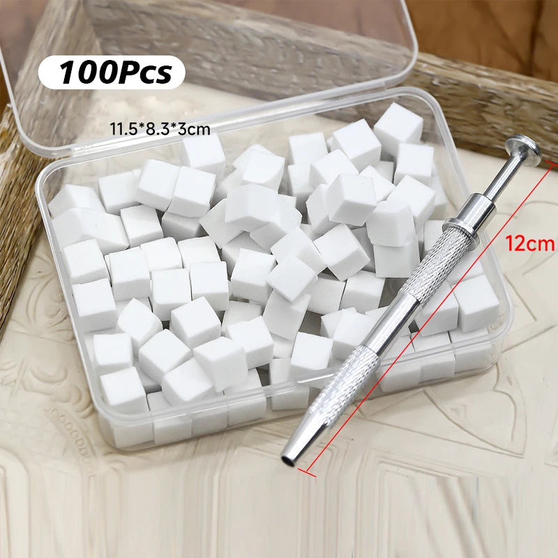 100/50Pcs Square Nail Art Sponge Set Gradient Nail Brushes Gel Polish DIY Design Nail Sponge Grab Pen Manicure Supplies Tools