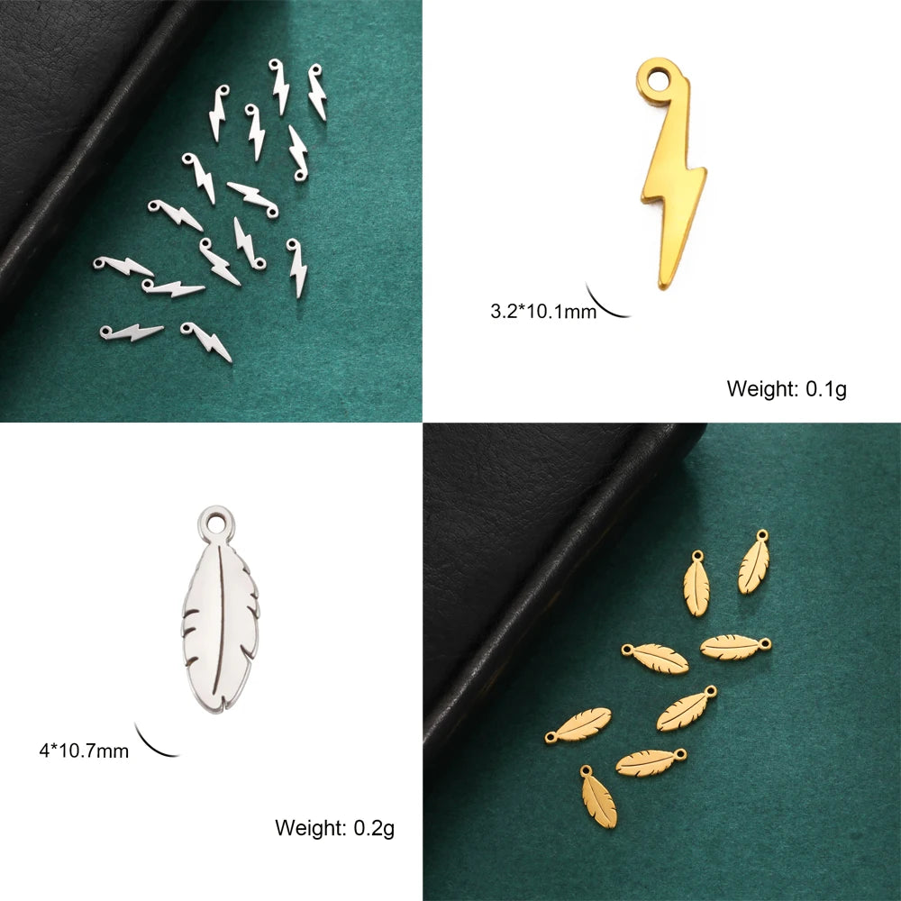 5pcs Stainless Steel Tree of Life Charms for Jewelry Making Moon Cross Butterfly Snake Pendant Tiny Charm Bracelet Earrings DIY