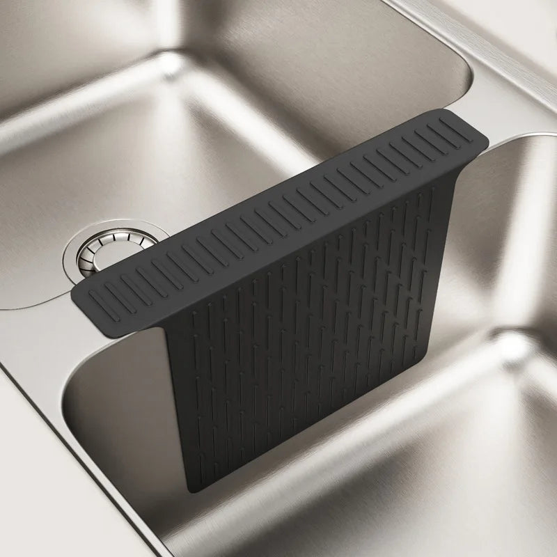 Kitchen Sink Protector Mat Silicone Saddle Nonslip Anti-scratch Pad Sink Divider Mat with Drainage Function to Prevent Collision