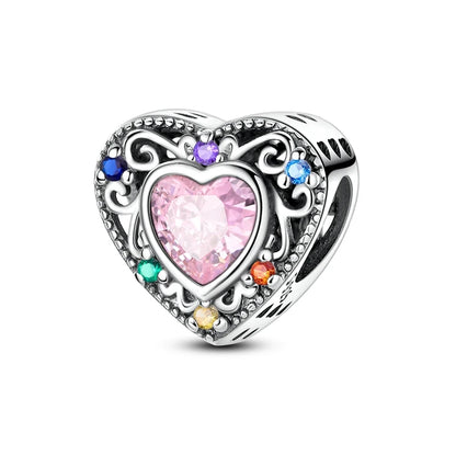 925 Sterling Silver Pink Charms Beads Butterfly Perfume Bottle Crown Heart Shaped Zircon Charms for Women Fine DIY Jewelry Gifts