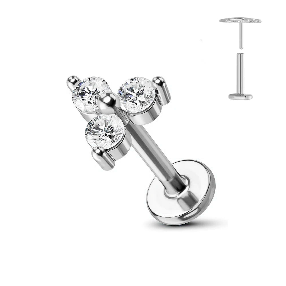 ASTM F136 G23 Titanium Flower Threadless Earring Piercing Petals Leaf Heart Butterfly Pin Daith Conch Push in Labret Stud