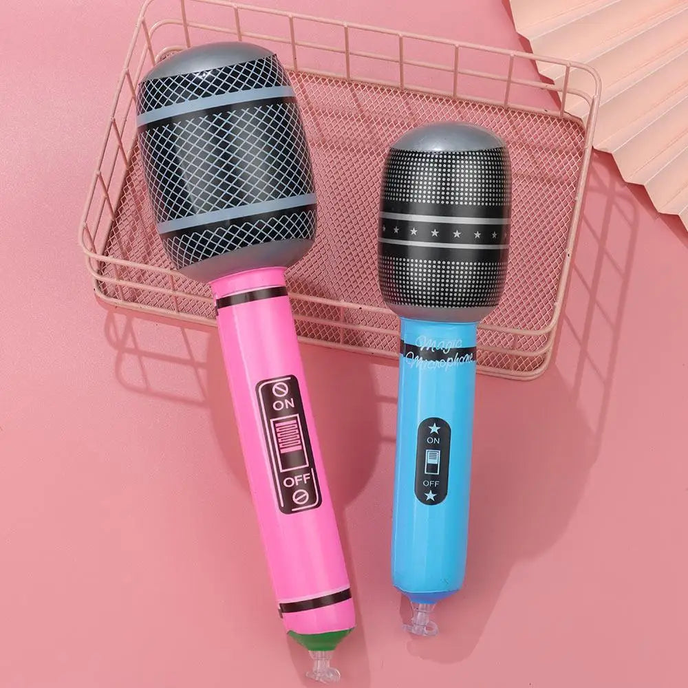 12Pcs Inflatable Microphones Blow Up Inflatable Microphone Props Toys for Musical Concert Themed Party Birthday Toys Decoration