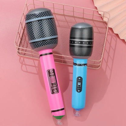 12Pcs Inflatable Microphones Blow Up Inflatable Microphone Props Toys for Musical Concert Themed Party Birthday Toys Decoration