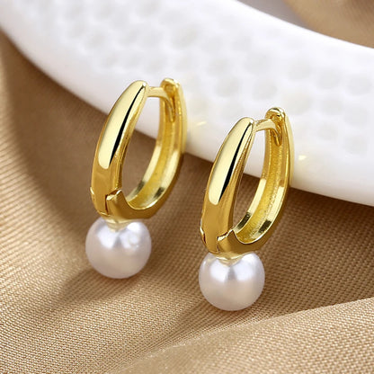 Korean Version Pearl High-end Feeling Light Luxury Trendy Temperament D-letter Atmospheric Earrings For Women Jewelry
