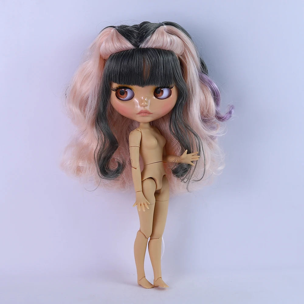 ICY DBS Blyth Doll 1/6 Joint 30cm Brown Skin Glossy Face Toothed Mouth Girl Doll BJD Toy Gift