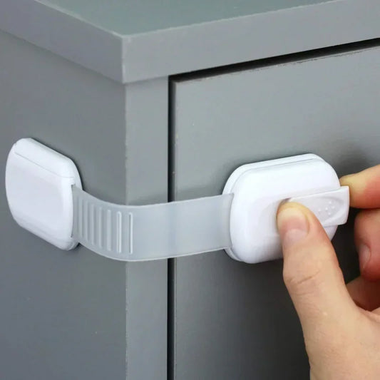 4 Pack Child Safety Strap Locks for Fridge, Cabinets, Drawers, Dishwasher, Toilet, 3M Adhesive No Drilling