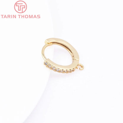 (1980)4PCS 13MM 24K Gold Color Plated Brass with Zircon Earring Hoop Earring Hooks for DIY Jewelry Making Finding  Accessorie